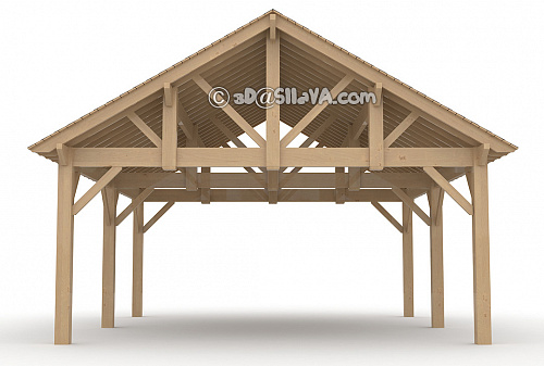 Навес из дерева 7,5х9,0м. с двускатной крышей (Western Timber Frame). © SllaVA.com