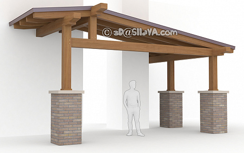 Навес из дерева над входом в здание (Vermont Timber Works). © SllaVA.com