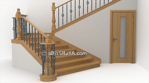 Лестница из дерева на второй этаж. © SllaVA.com