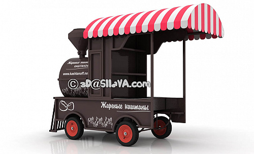 Паровоз. Торговая тележка для продажи жареных каштанов. © SllaVA.com