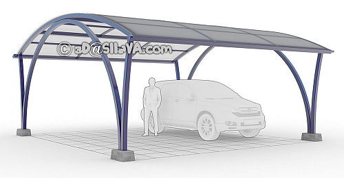 Навес для двух автомобилей со светопрозрачной крышей. © SllaVA.com