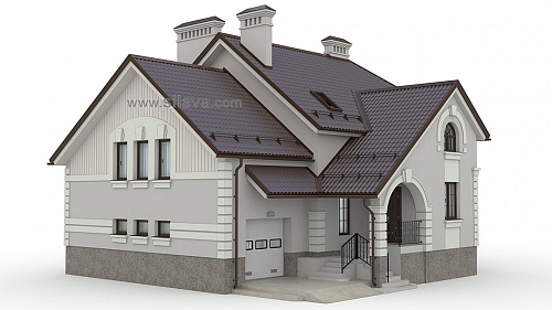 3D рисунок двухэтажного загородного дома. © SllaVA.com