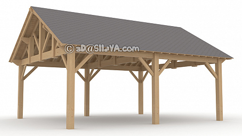 Навес из дерева 7,5х9,0м. с двускатной крышей (Western Timber Frame). © SllaVA.com
