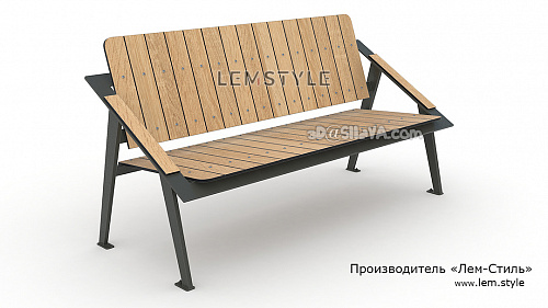 Скамья уличная для отдыха (металл, HPL-панель с UF покрытием для экстерьера). Производитель 'Лем-Стиль'. © SllaVA.com