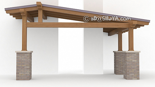 Навес из дерева над входом в здание (Vermont Timber Works). © SllaVA.com