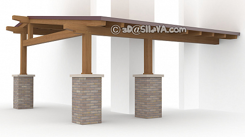 Навес из дерева над входом в здание (Vermont Timber Works). © SllaVA.com