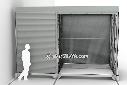 Паллетный стеллаж на подвижной платформе для Сбербанка. Рольставни. © SllaVA.com