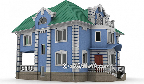Фасад частного дома. Дом с гаражом. © SllaVA.com