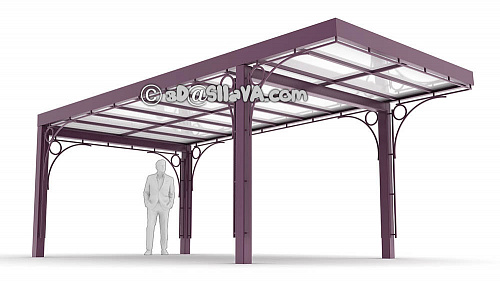 Навес с прямой крышей (металлопрокат, поликарбонат монолитный). © SllaVA.com