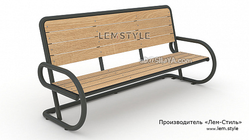Скамья уличная для отдыха (металл, HPL-панель с UF покрытием для экстерьера). Производитель 'Лем-Стиль'. © SllaVA.com