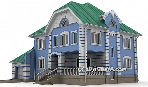 Архитектура частного жилья. Дом с гаражом. © SllaVA.com