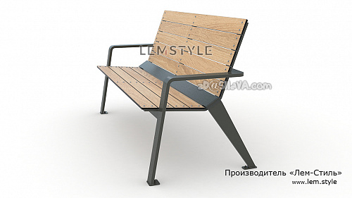 Скамья уличная для отдыха (металл, HPL-панель с UF покрытием для экстерьера). Производитель 'Лем-Стиль'. © SllaVA.com