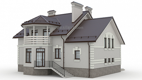 3D рисунок двухэтажного загородного дома. © SllaVA.com