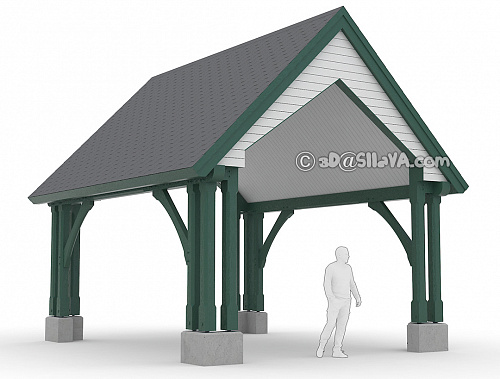 Навес деревянный с двускатной крышей (Vermont Timber Works). © SllaVA.com