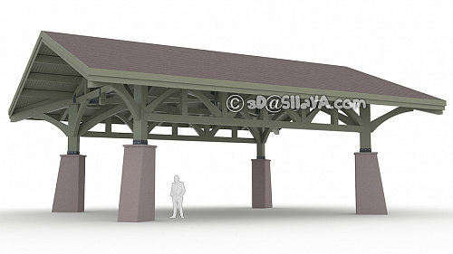 Навес из дерева с двускатной крышей 17,5х14,5м. (Vermont Timber Works). © SllaVA.com
