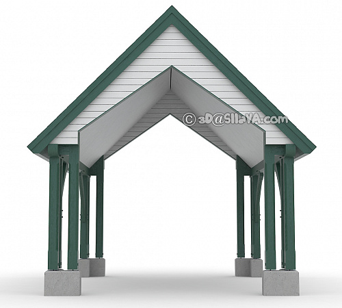 Навес деревянный с двускатной крышей (Vermont Timber Works). © SllaVA.com