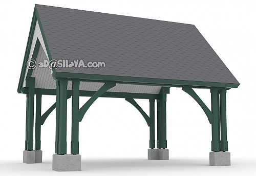 Навес деревянный с двускатной крышей (Vermont Timber Works). © SllaVA.com