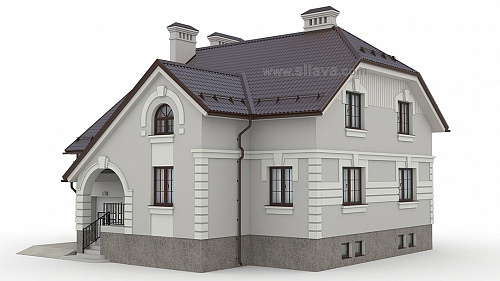 3D рисунок двухэтажного загородного дома. © SllaVA.com